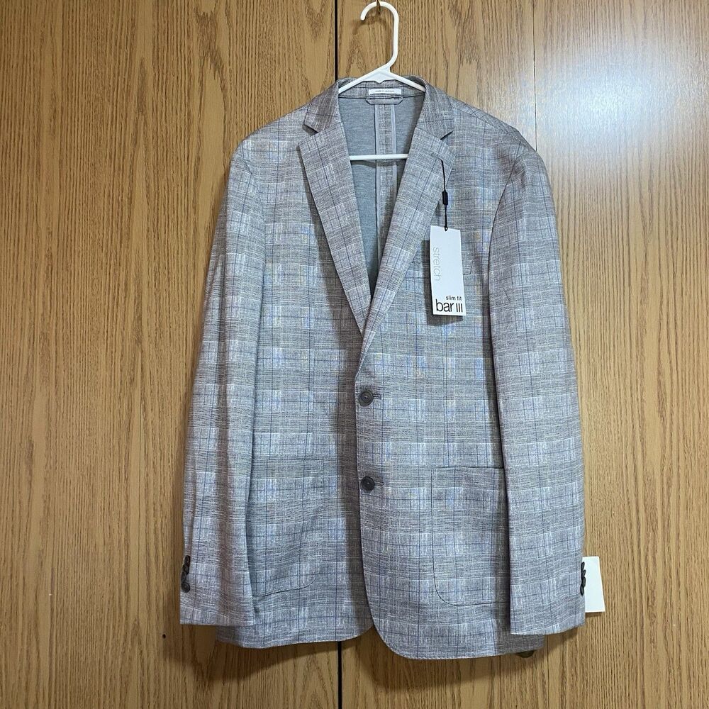 NWT Bar III Men’s 42L Stretch Blazer Jacket Grey
